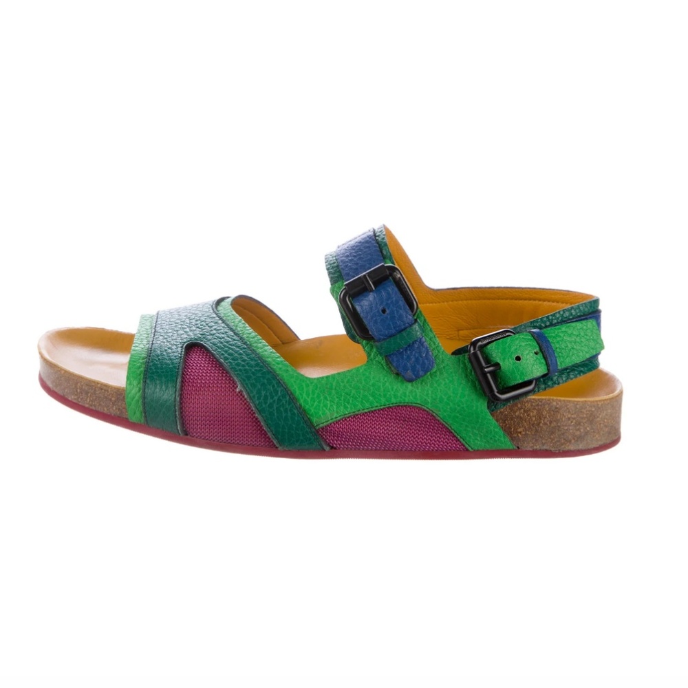 Burberry Multicolor Green Blue Pink Leather Sandals
